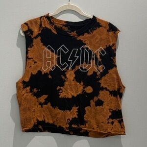 AC/DC Black and Orange Tie-Dye Crop Top